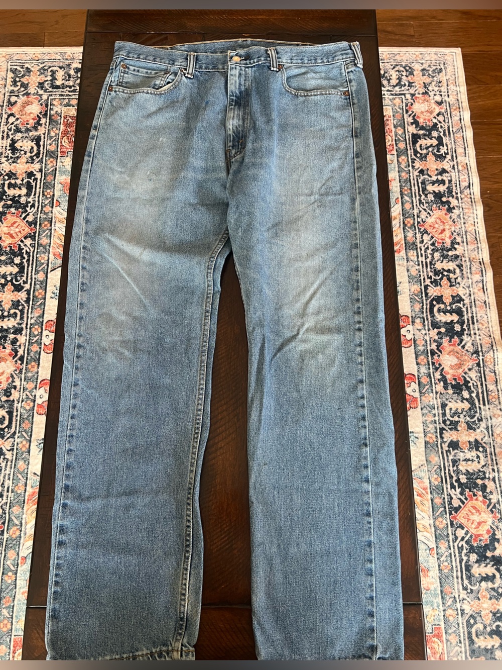 Levi’s 505 Men’s Jeans 38x34 Light Wash 100% Cotton Straight Leg Distressed